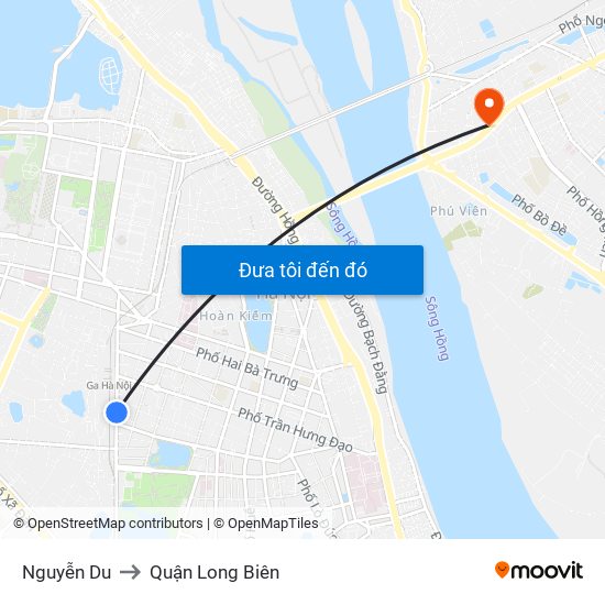 Nguyễn Du to Quận Long Biên map