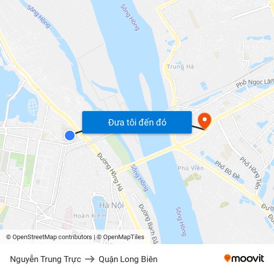 Nguyễn Trung Trực to Quận Long Biên map