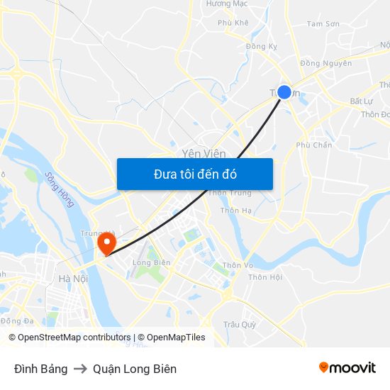 Đình Bảng to Quận Long Biên map