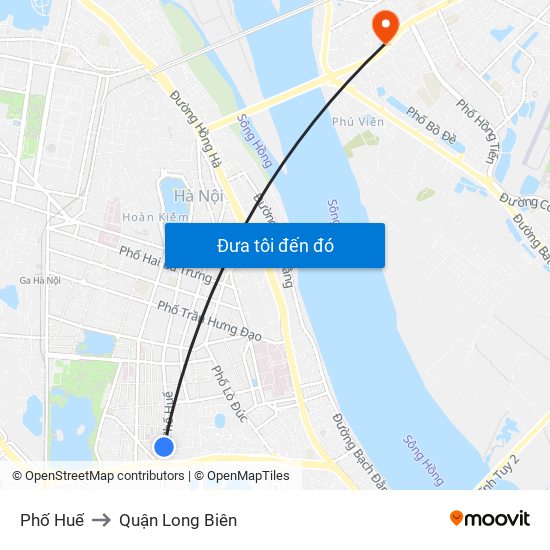 Phố Huế to Quận Long Biên map