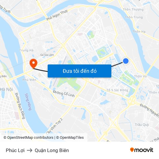 Phúc Lợi to Quận Long Biên map