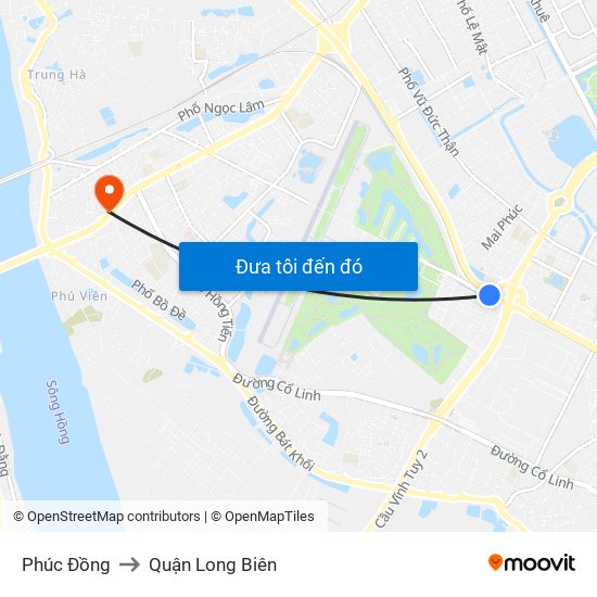 Phúc Đồng to Quận Long Biên map