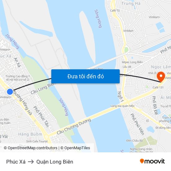 Phúc Xá to Quận Long Biên map