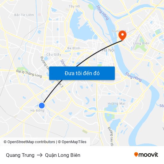 Quang Trung to Quận Long Biên map