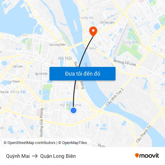 Quỳnh Mai to Quận Long Biên map