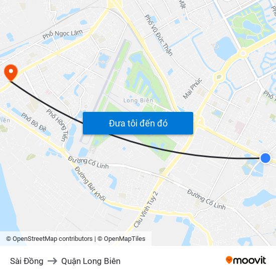 Sài Đồng to Quận Long Biên map