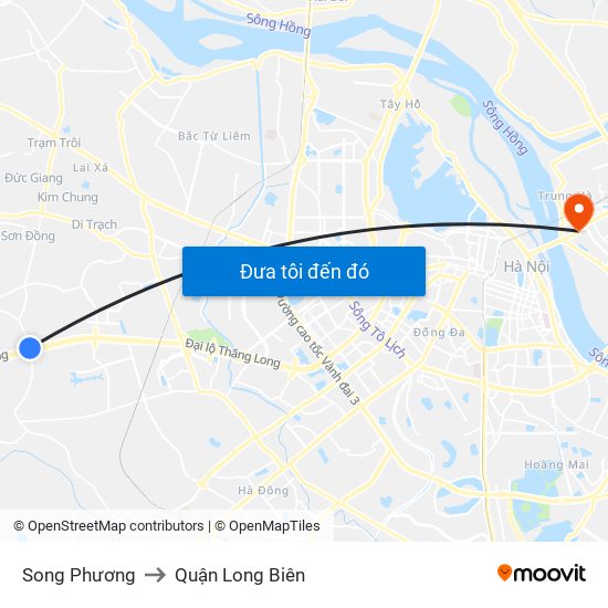 Song Phương to Quận Long Biên map