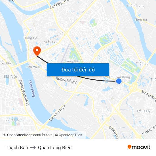 Thạch Bàn to Quận Long Biên map