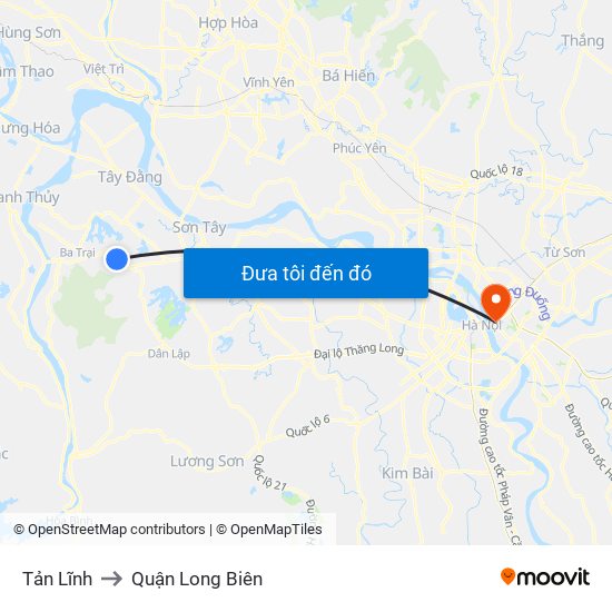 Tản Lĩnh to Quận Long Biên map