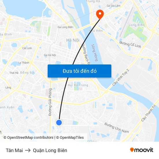 Tân Mai to Quận Long Biên map