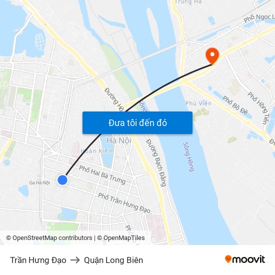 Trần Hưng Đạo to Quận Long Biên map