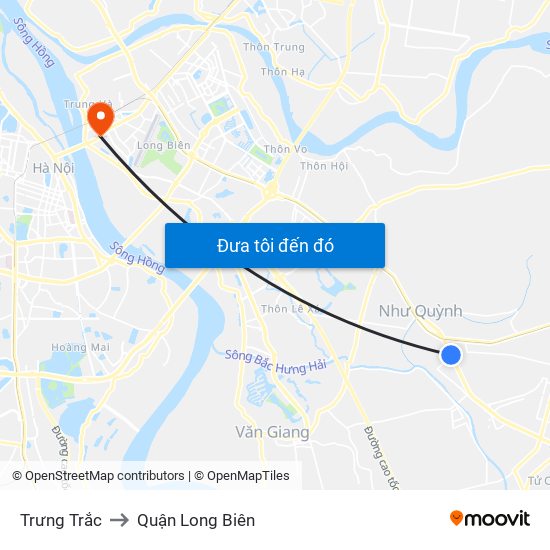 Trưng Trắc to Quận Long Biên map