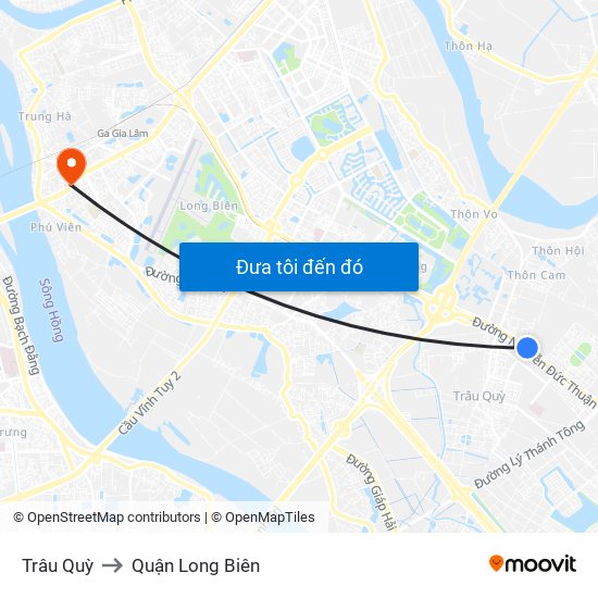 Trâu Quỳ to Quận Long Biên map