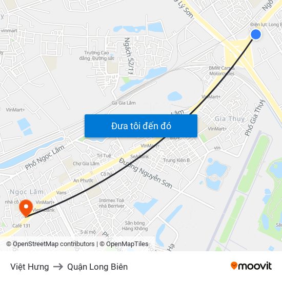 Việt Hưng to Quận Long Biên map