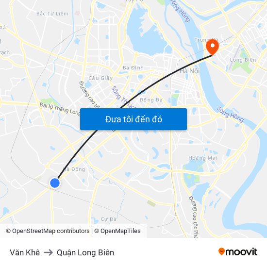 Văn Khê to Quận Long Biên map