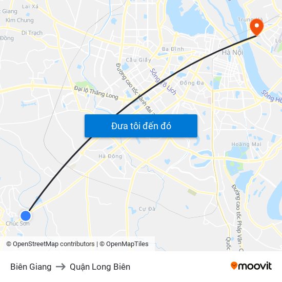 Biên Giang to Quận Long Biên map