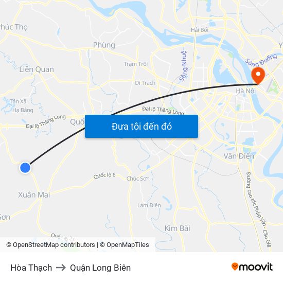 Hòa Thạch to Quận Long Biên map