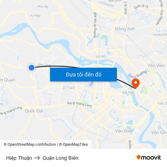 Hiệp Thuận to Quận Long Biên map