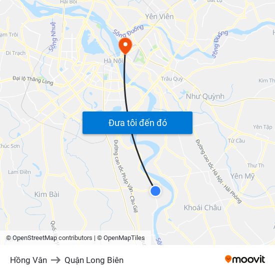 Hồng Vân to Quận Long Biên map