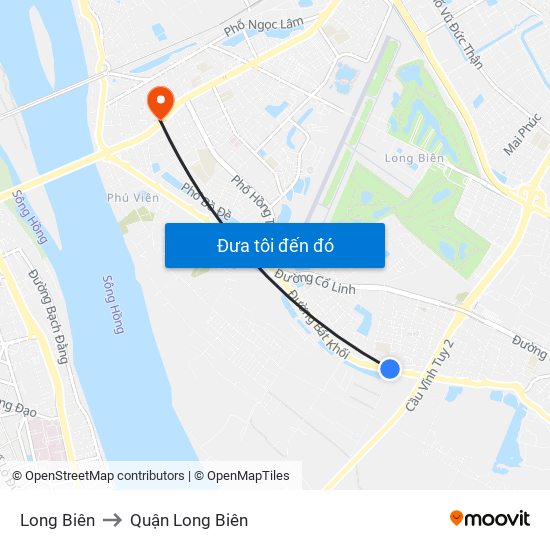 Long Biên to Quận Long Biên map