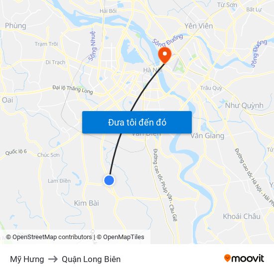 Mỹ Hưng to Quận Long Biên map