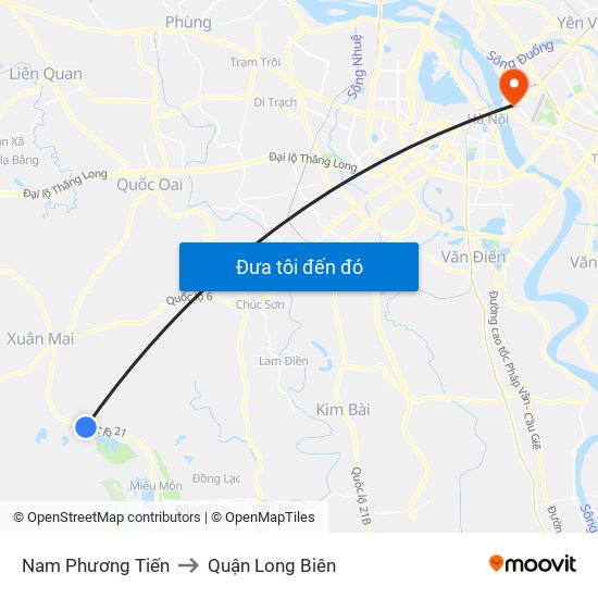 Nam Phương Tiến to Quận Long Biên map