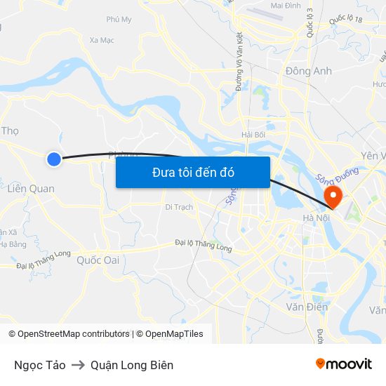 Ngọc Tảo to Quận Long Biên map