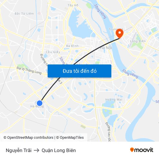 Nguyễn Trãi to Quận Long Biên map