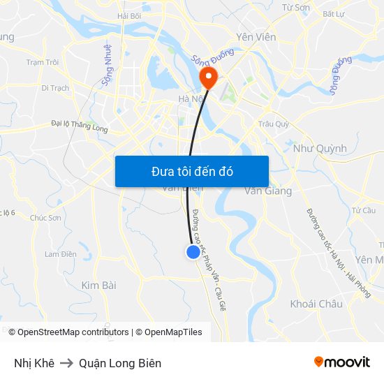 Nhị Khê to Quận Long Biên map