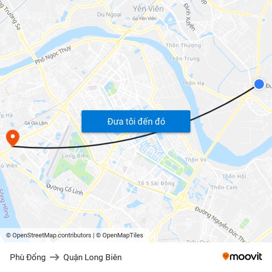 Phù Đổng to Quận Long Biên map