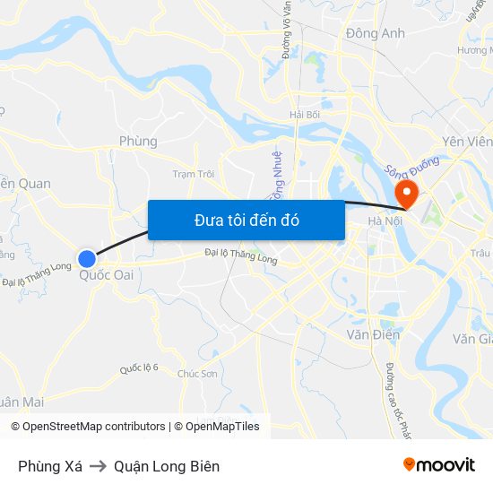 Phùng Xá to Quận Long Biên map