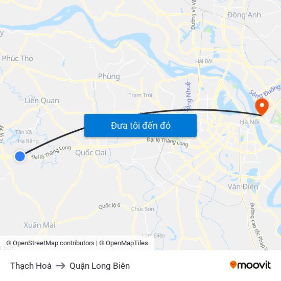 Thạch Hoà to Quận Long Biên map