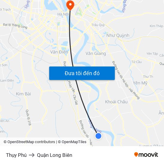 Thụy Phú to Quận Long Biên map