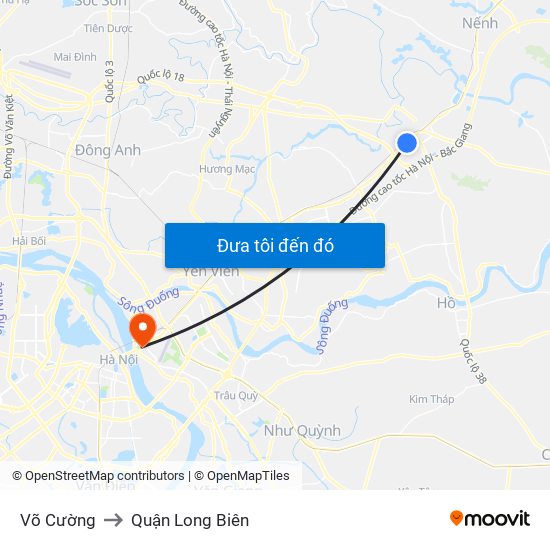 Võ Cường to Quận Long Biên map