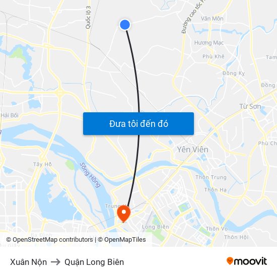 Xuân Nộn to Quận Long Biên map