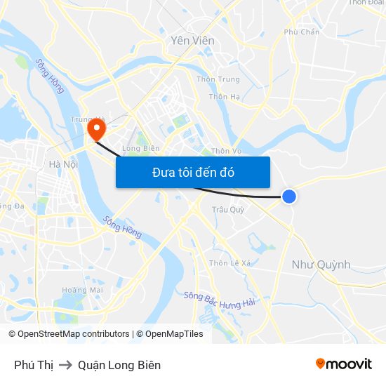 Phú Thị to Quận Long Biên map