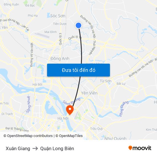 Xuân Giang to Quận Long Biên map