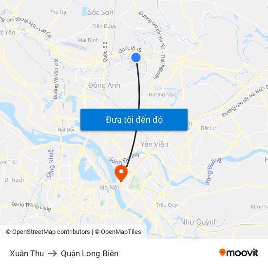 Xuân Thu to Quận Long Biên map