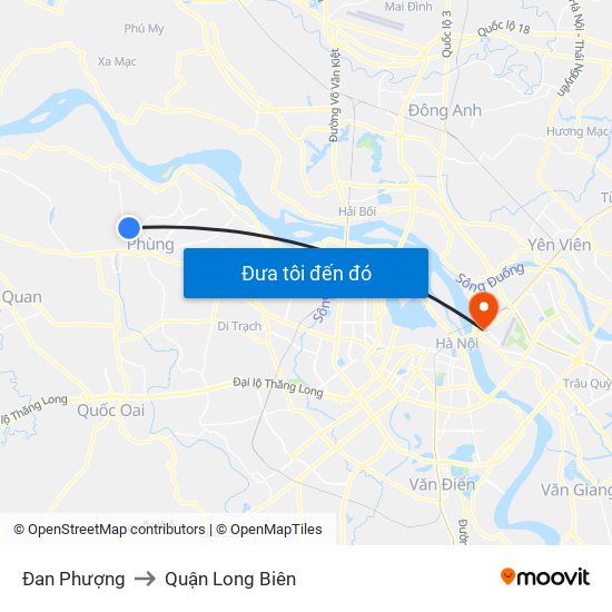 Đan Phượng to Quận Long Biên map