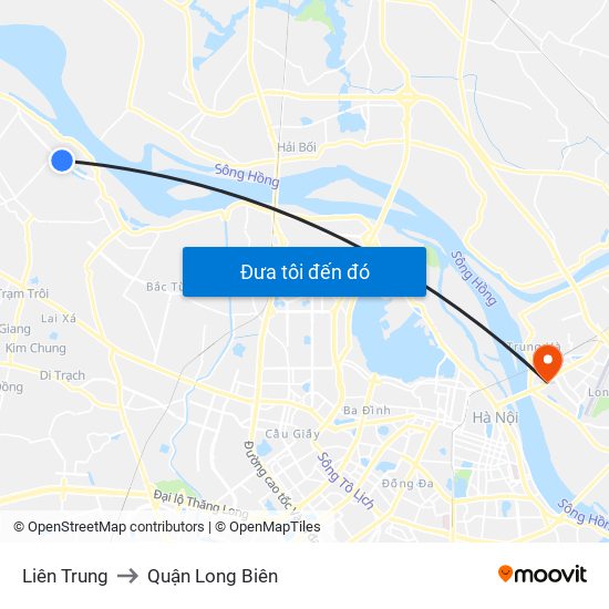 Liên Trung to Quận Long Biên map