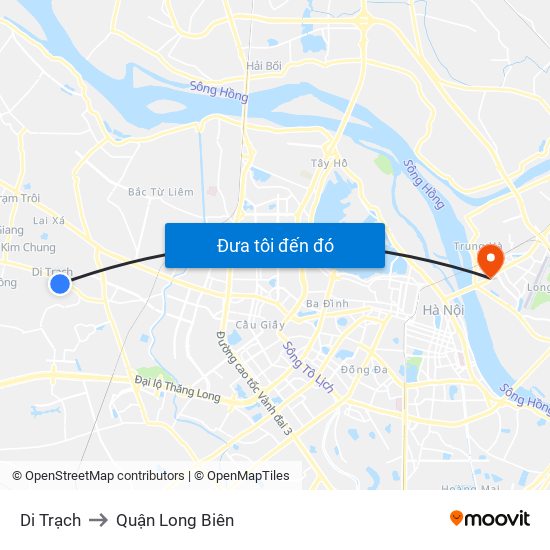 Di Trạch to Quận Long Biên map