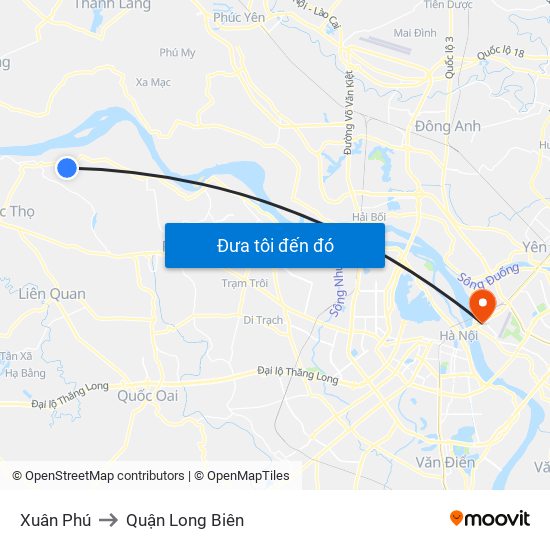 Xuân Phú to Quận Long Biên map