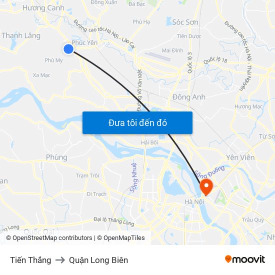 Tiến Thắng to Quận Long Biên map