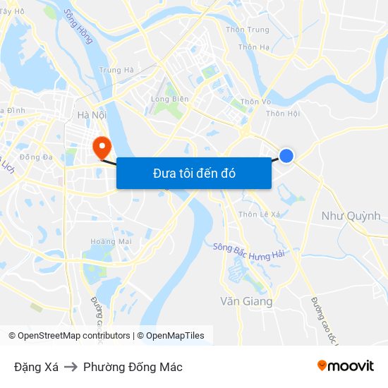 Đặng Xá to Phường Đống Mác map