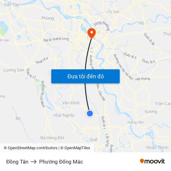 Đồng Tân to Phường Đống Mác map