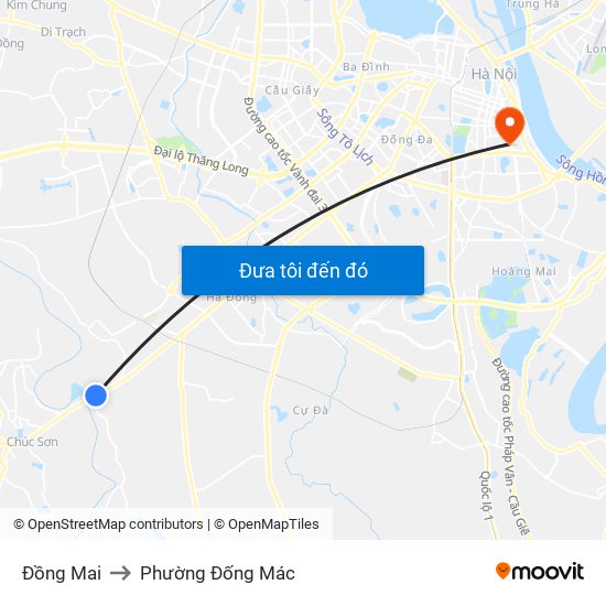 Đồng Mai to Phường Đống Mác map