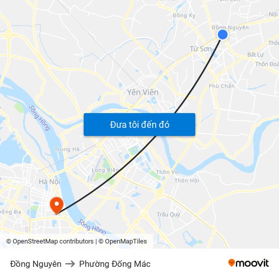 Đồng Nguyên to Phường Đống Mác map