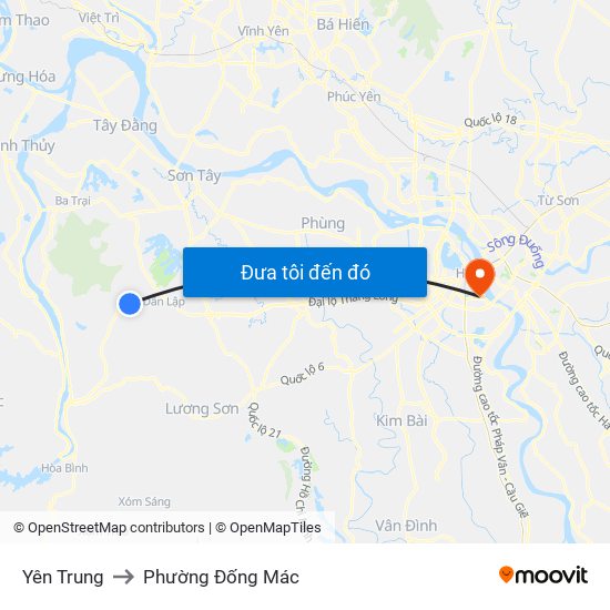 Yên Trung to Phường Đống Mác map