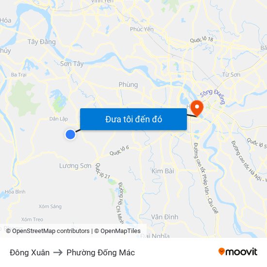 Đông Xuân to Phường Đống Mác map