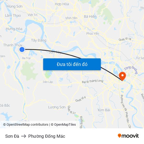 Sơn Đà to Phường Đống Mác map